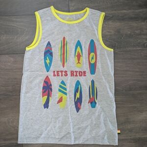 Hatley Gray Tank Top with Yellow Trim and Colorful Surfboards